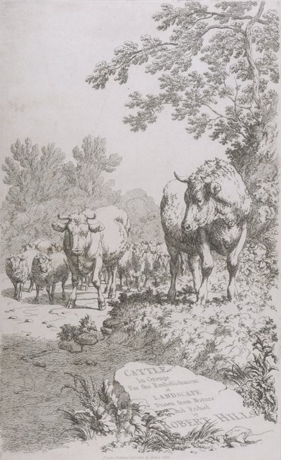 Titelseite für Cattle in Groups for the embellishment of Landscape..., 1808 von Robert Hills